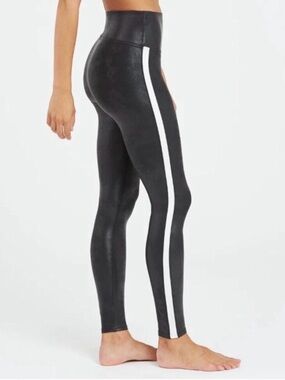 SPANX Black Leggings with Side Stripe Size M NWOT